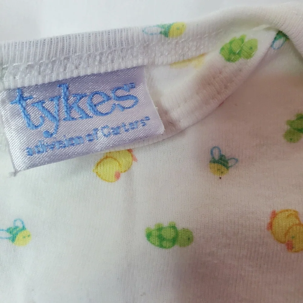 Tykes Carter's Baby vintage White Duck Turtle‎ Bee Short Sleeve Bodysuit 3-6M